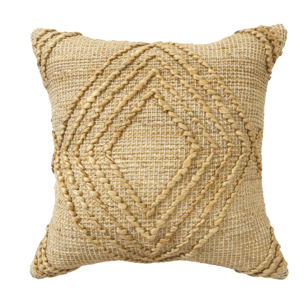 Jute Rectangular Pillow - Brown - 22 x 22 in. - Hand-Woven Design