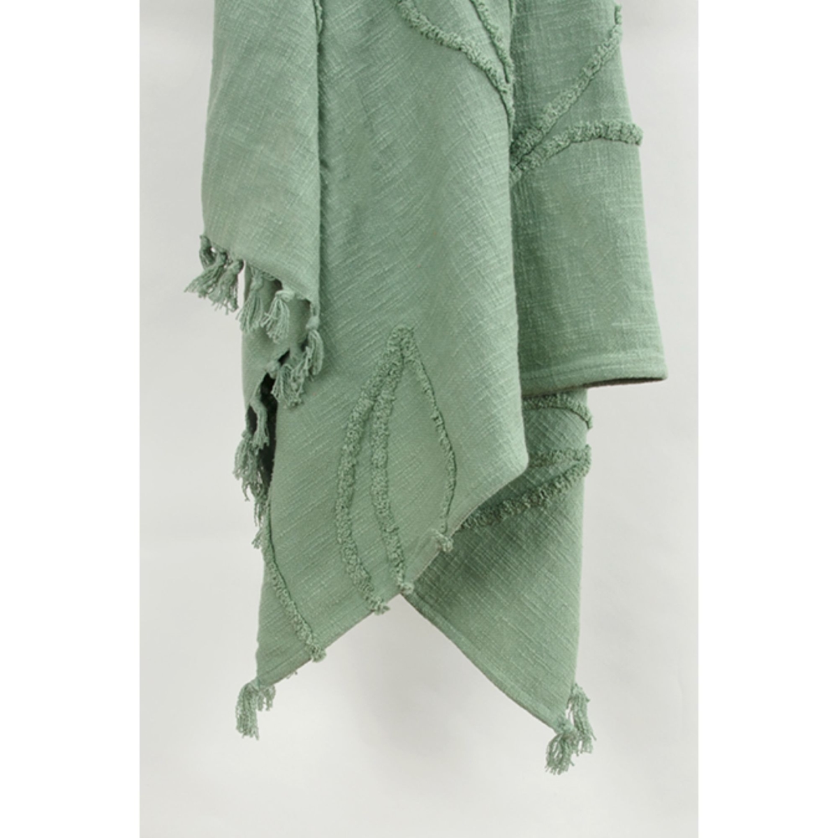 Green Woven 100 Percent Woven Textured Cotton Throw Blanket