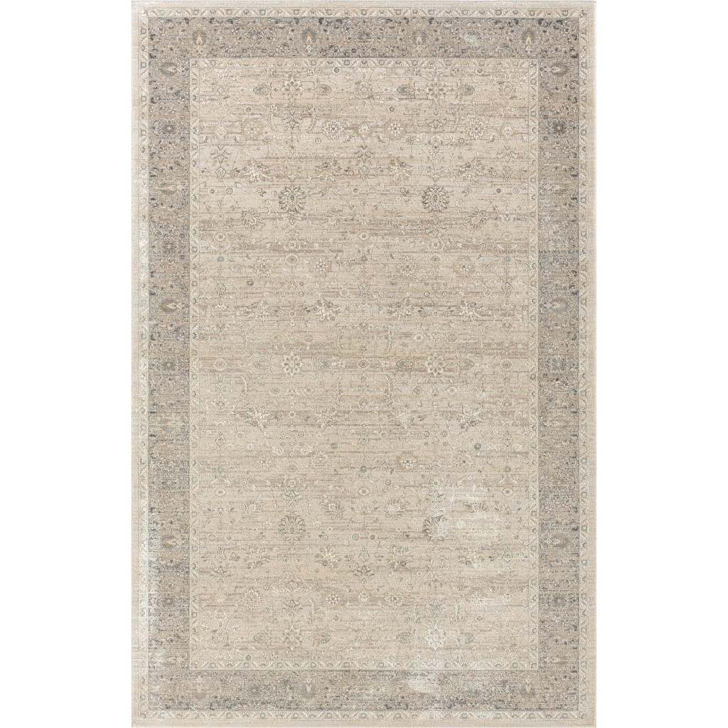 5 x 8 ft. Beige & Ivory Floral Rectangle Area Rug