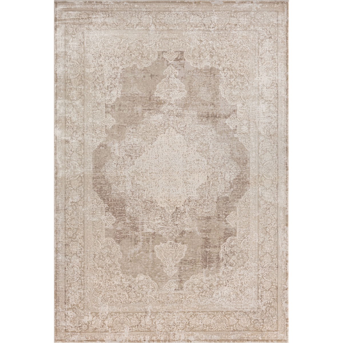 5 x 8 ft. Beige & Ivory Medallion Rectangle Area Rug