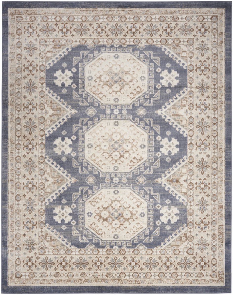 553210 5 x 7 ft. Blue Geometric Distressed Rectangle Area Rug