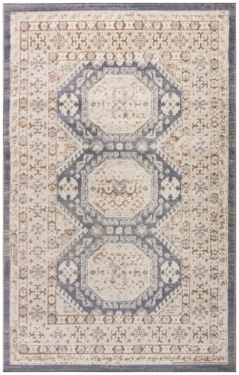 4 x 6 ft. Blue Geometric Distressed Rectangle Area Rug