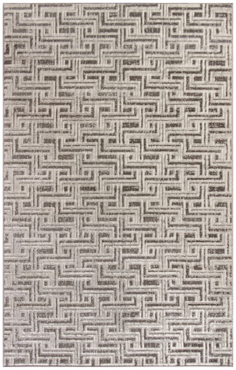 553152 4 x 6 ft. Grey Geometric Distressed Rectangle Area Rug