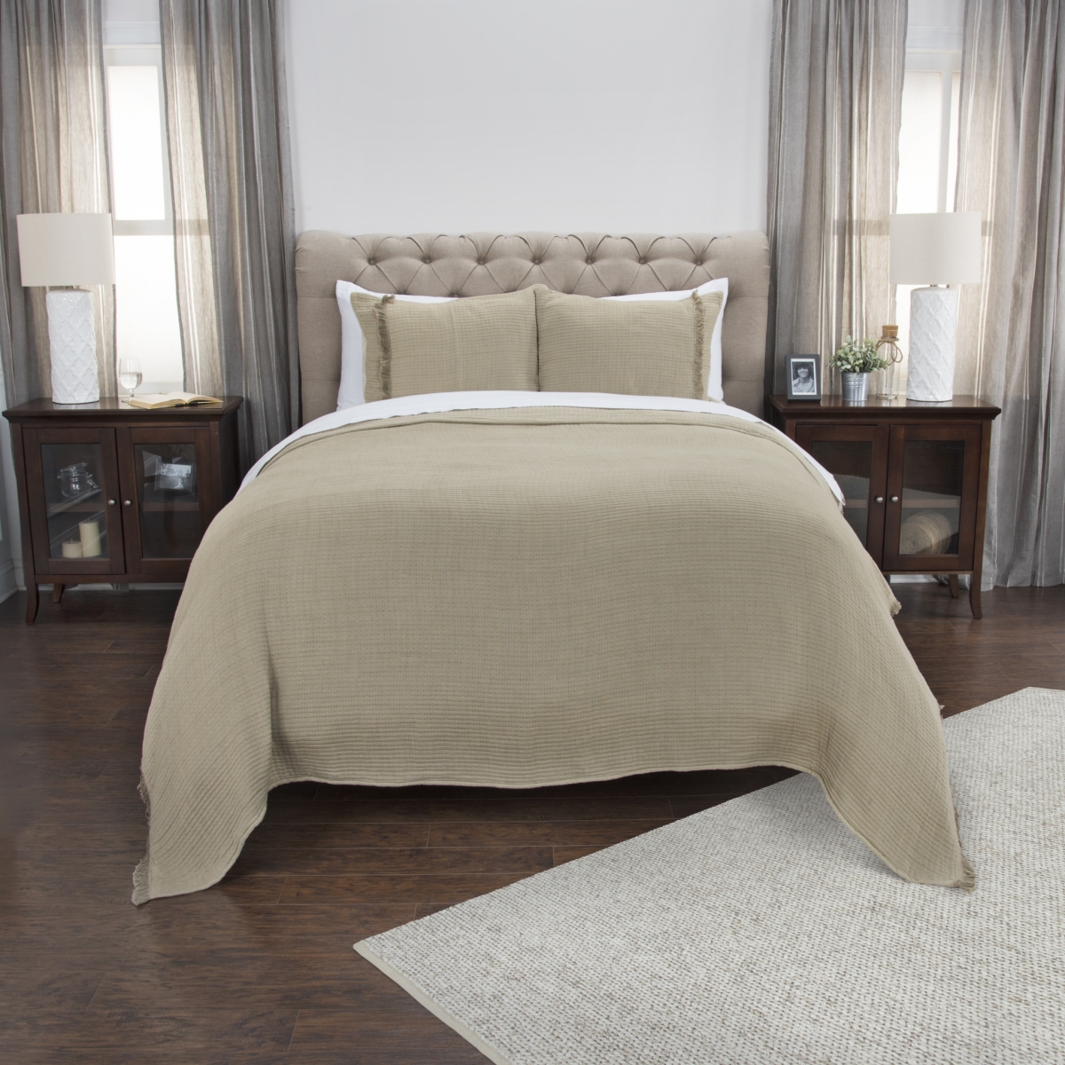 Natural Queen Size 100 Percent Cotton 300 Thread Count Machine Washable Down Alternative Comforter
