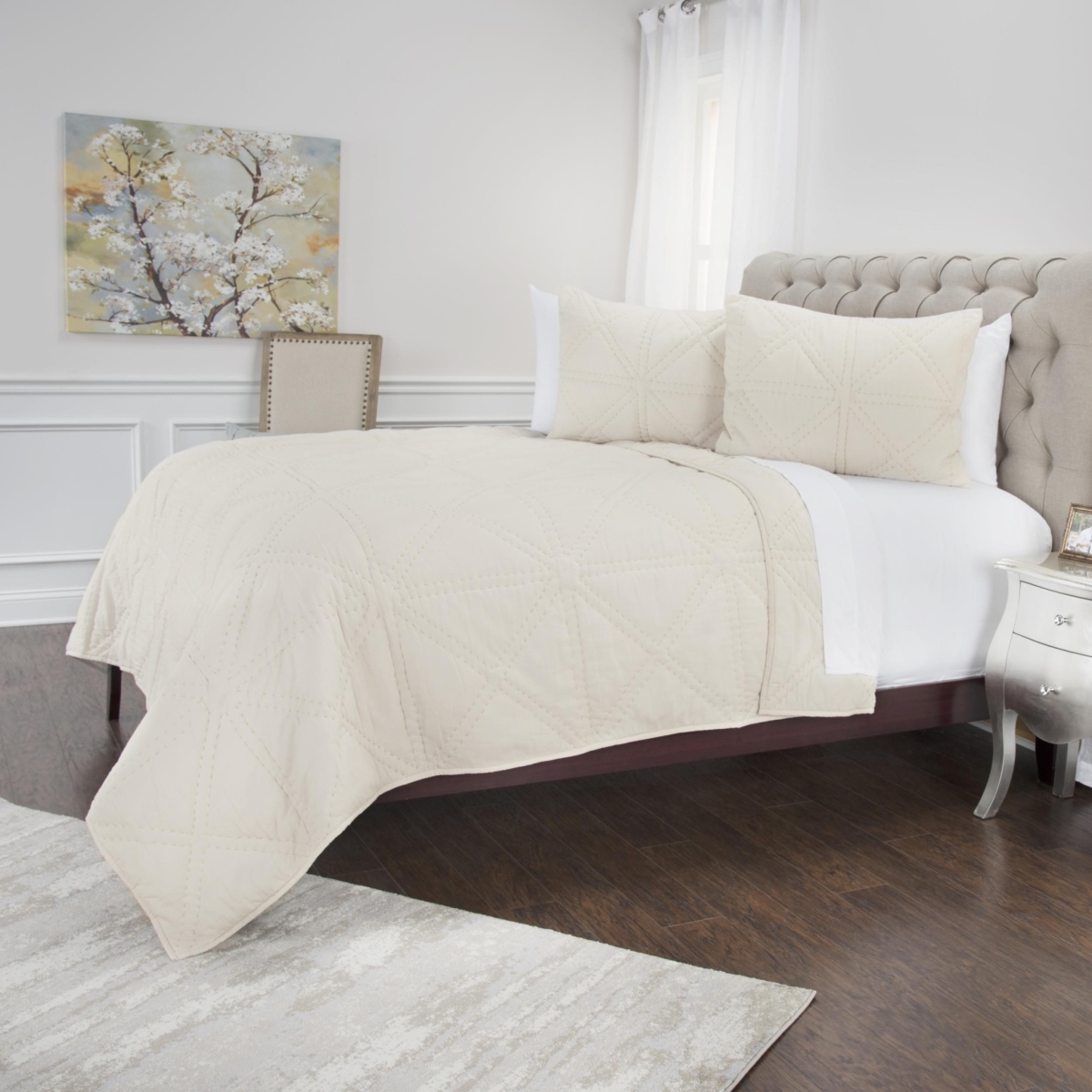 Natural King Size 100 Percent Cotton 300 Thread Count Machine Washable Down Alternative Comforter