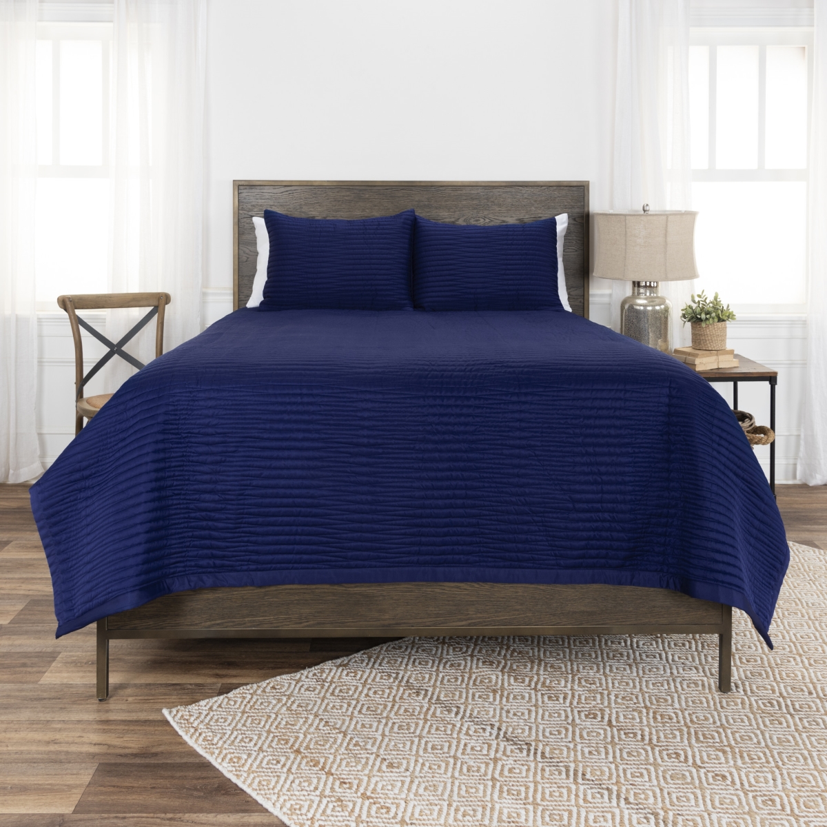 479930 Indigo King Size Microfiber 300 Thread Count Machine Washable Down Alternative Comforter