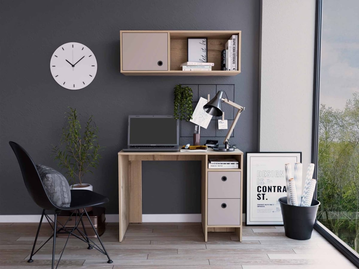 403838 28.9 x 39.3 x 19.6 in. Taupe Computer Desk