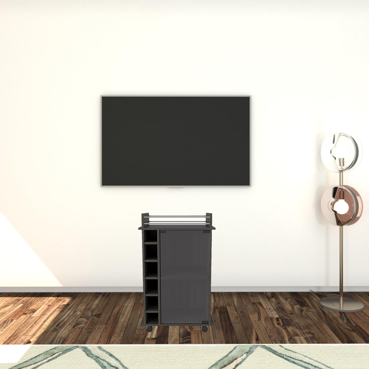 491956 Brown & Black Open Shelving TV Stand
