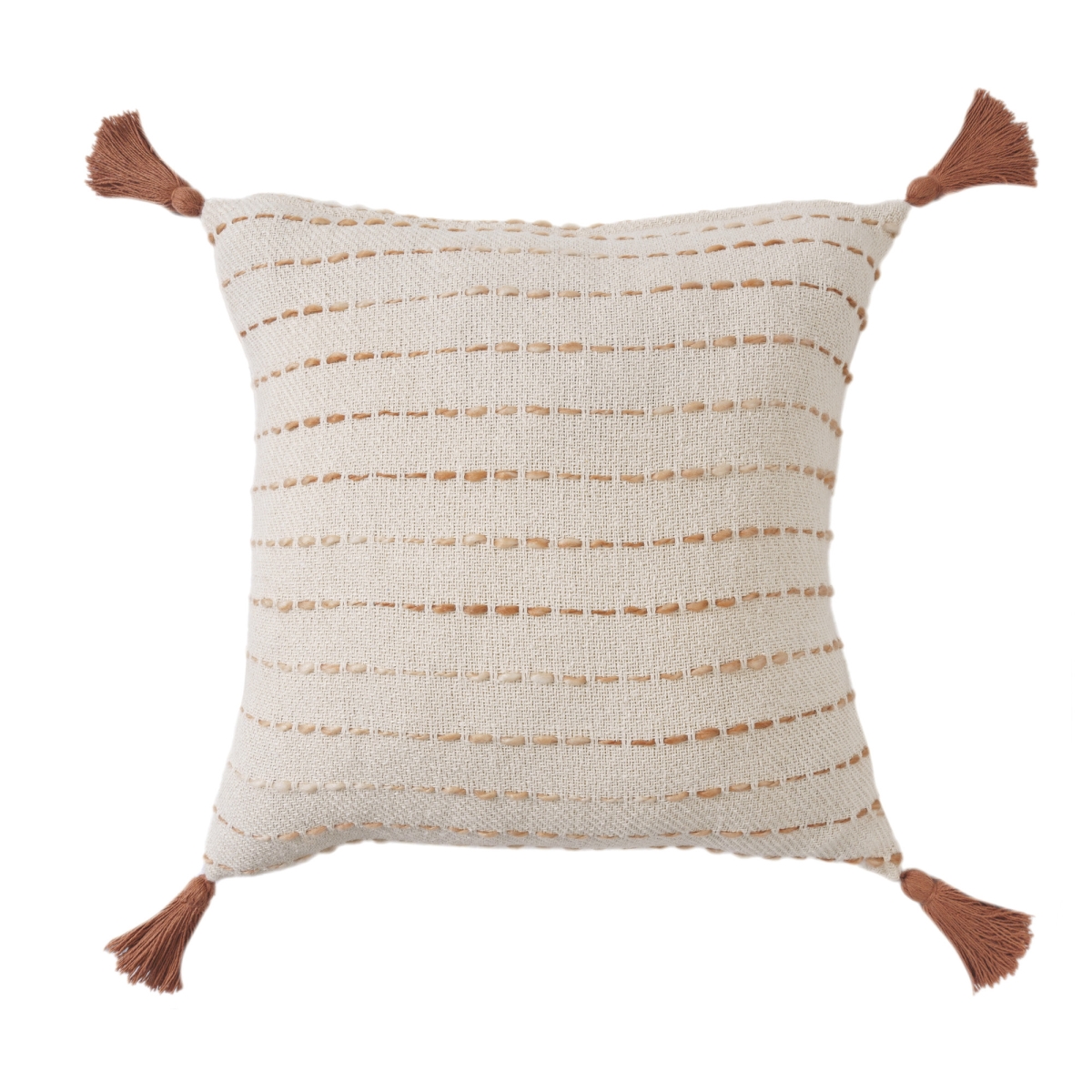 Picture of HomeRoots 554553 20 in. White Cotton Pillow with Tassels Edges