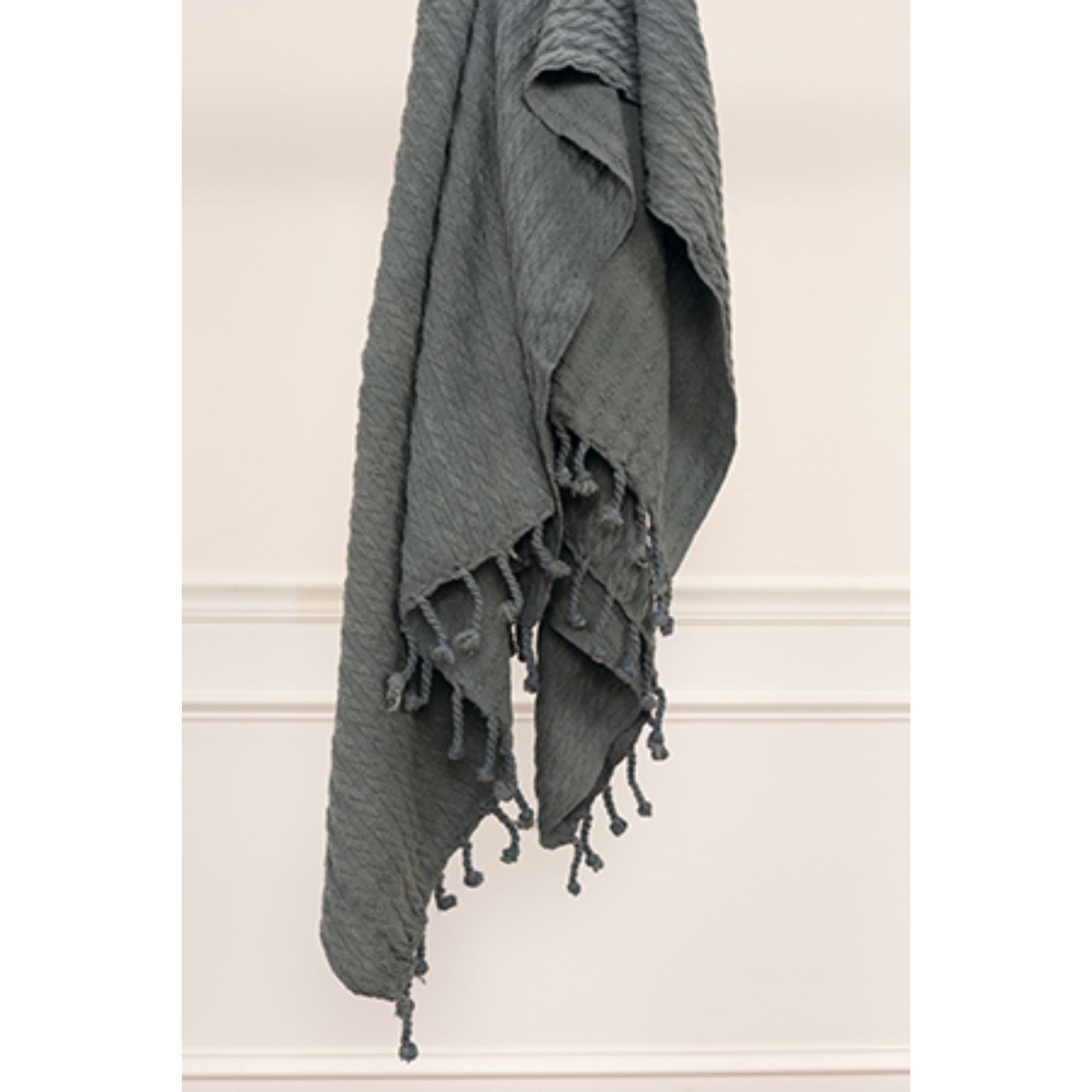 Grey Knitted 100 Percent Cotton Throw Blanket