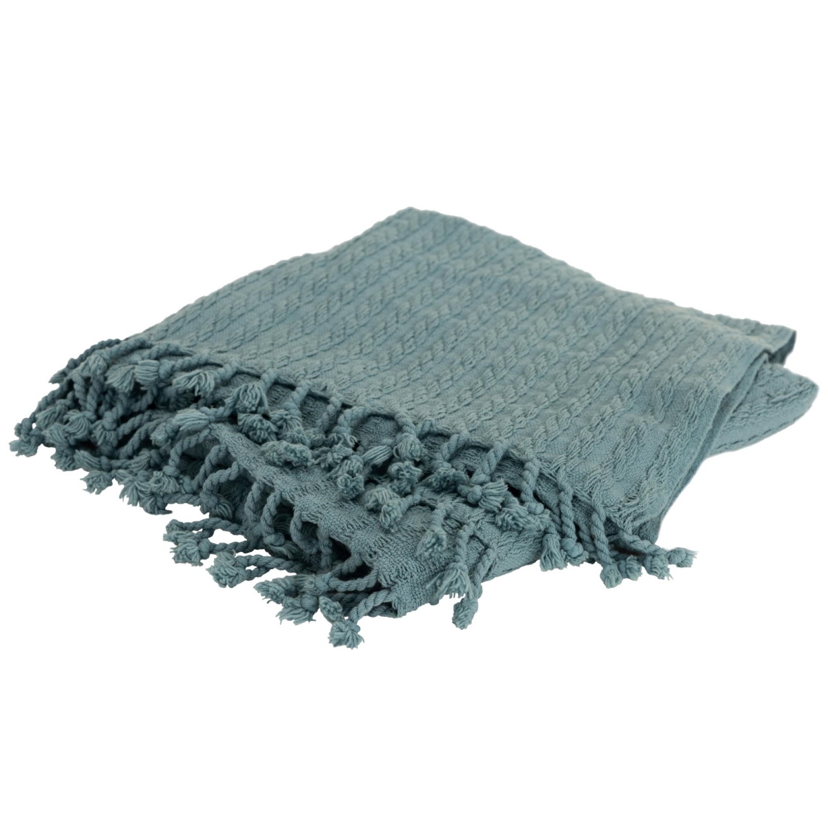 Teal & Blue Knitted 100 Percent Cotton Throw Blanket