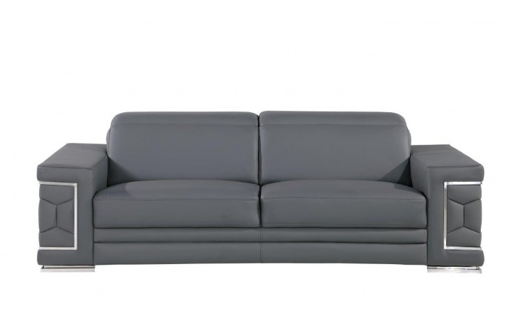 548985 29 x 89 x 41 in. Grey & Silver Leather Sofa