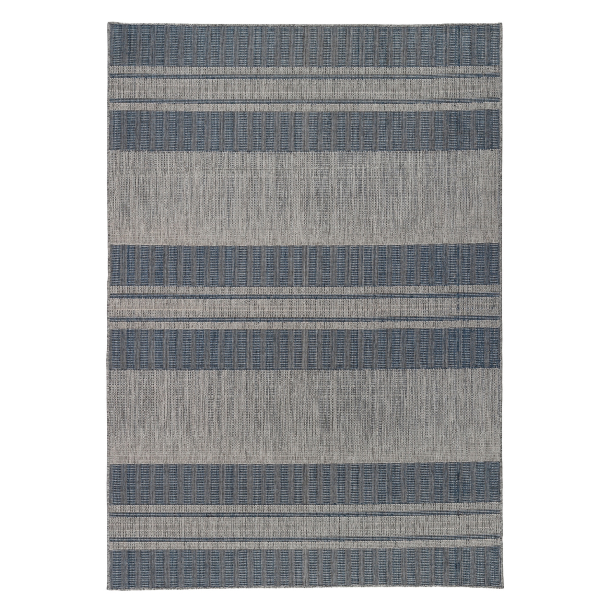 6 x 9 ft. Blue & Grey Striped Stain Resistant Indoor & Outdoor Rectangle Area Rug