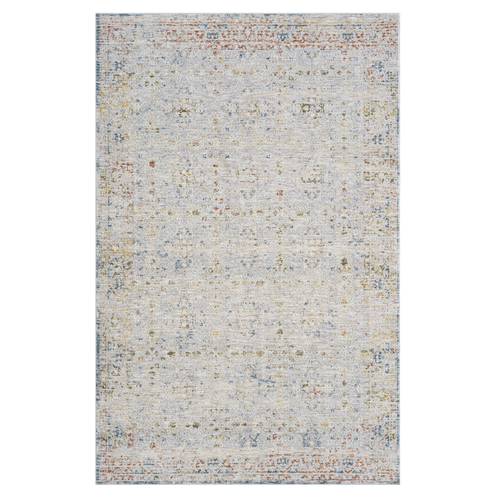 5 x 8 ft. Ivory & Blue Floral Rectangle Area Rug