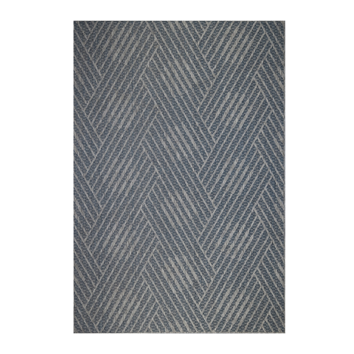 9 x 12 ft. Grey & Blue Geometric Stain Resistant Indoor & Outdoor Rectangle Area Rug