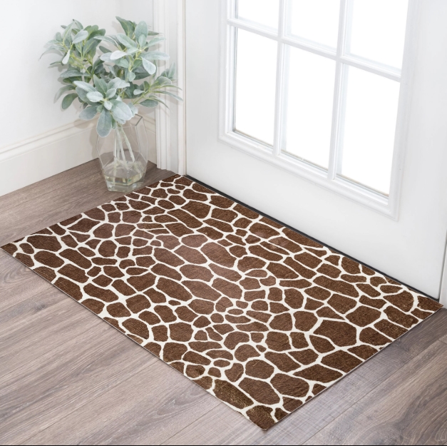 Picture of HomeRoots 491705 3 x 5 ft. Brown Animal Print Shag Non Skid Rectangle Area Rug