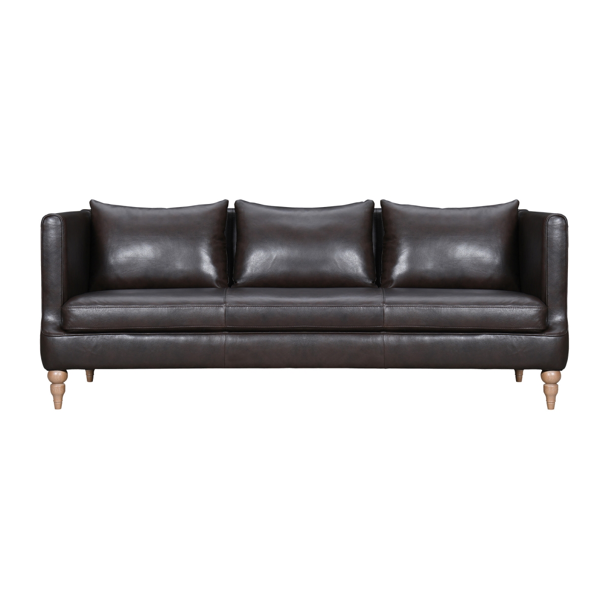 32 x 85 x 37 in. Dark Brown & Brown Leather Sofa