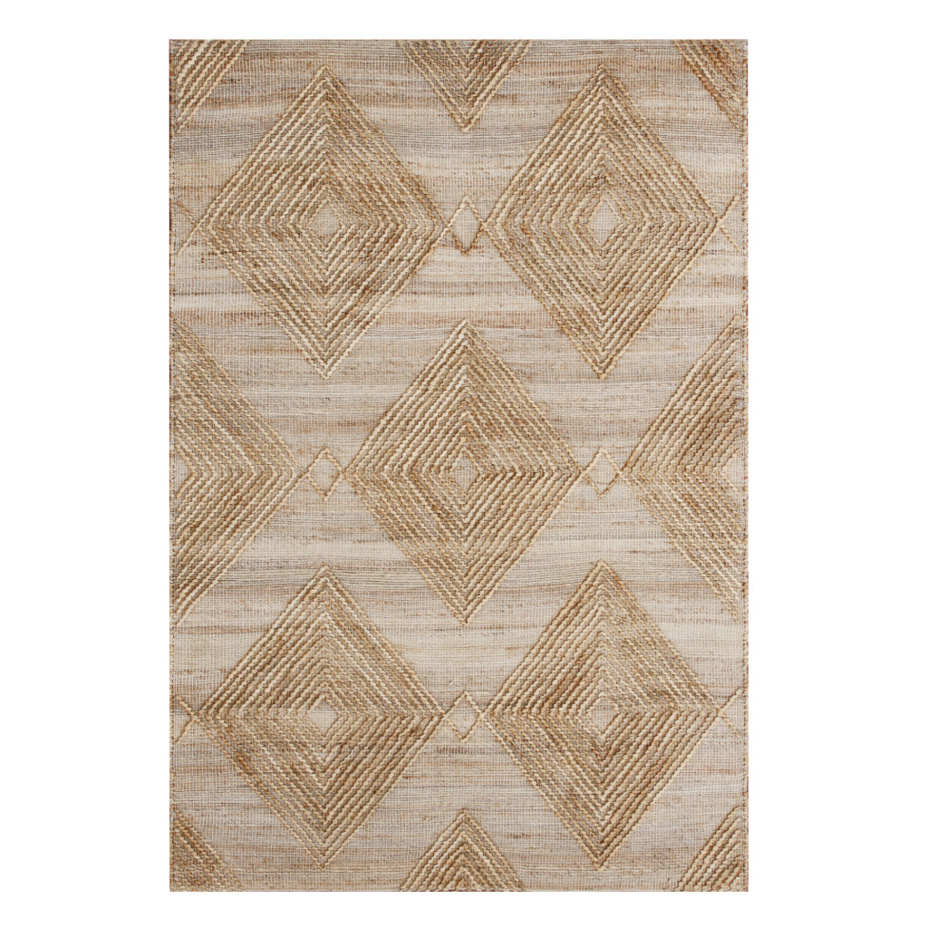 9 x 12 ft. Brown & Ivory Geometric Hand Woven Non Skid Rectangle Area Rug