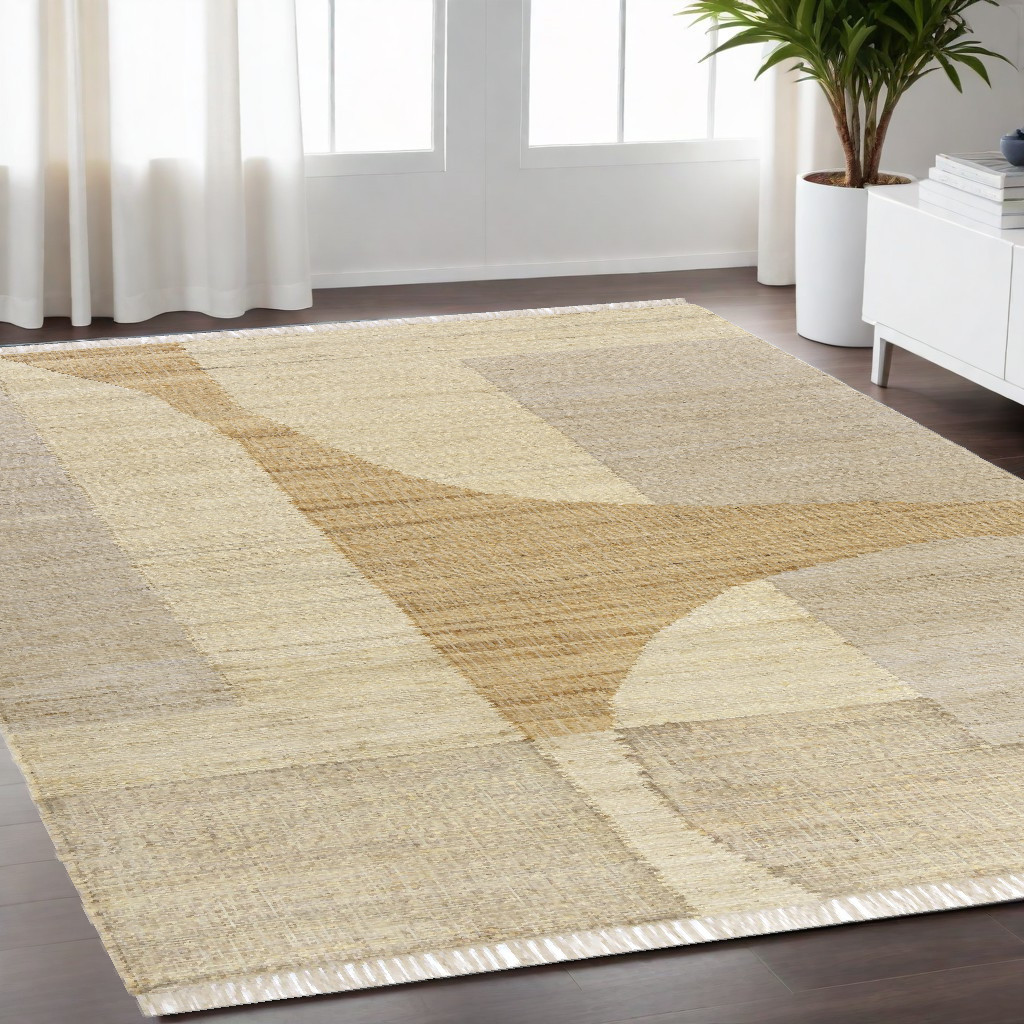 5 x 8 ft. Abstract Hand Woven Rectangle Area Rug, Natural & Ivory