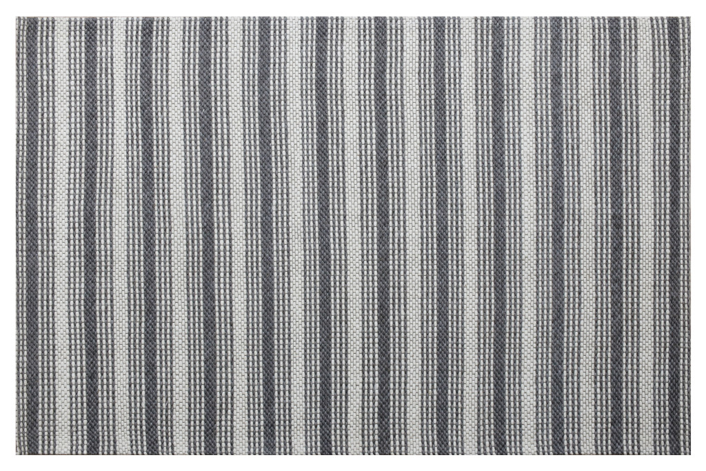 5 x 8 ft. Grey & Ivory Striped Hand Woven Non Skid Rectangle Area Rug