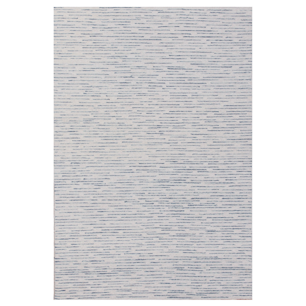 10 x 14 ft. Ivory & Blue Wool Striped Hand Tufted Rectangle Area Rug