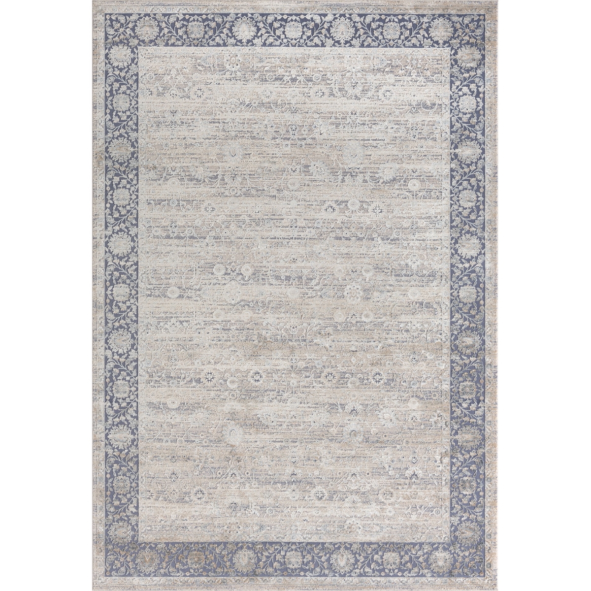 2 x 3 ft. Blue & Beige Floral Rectangle Area Rug