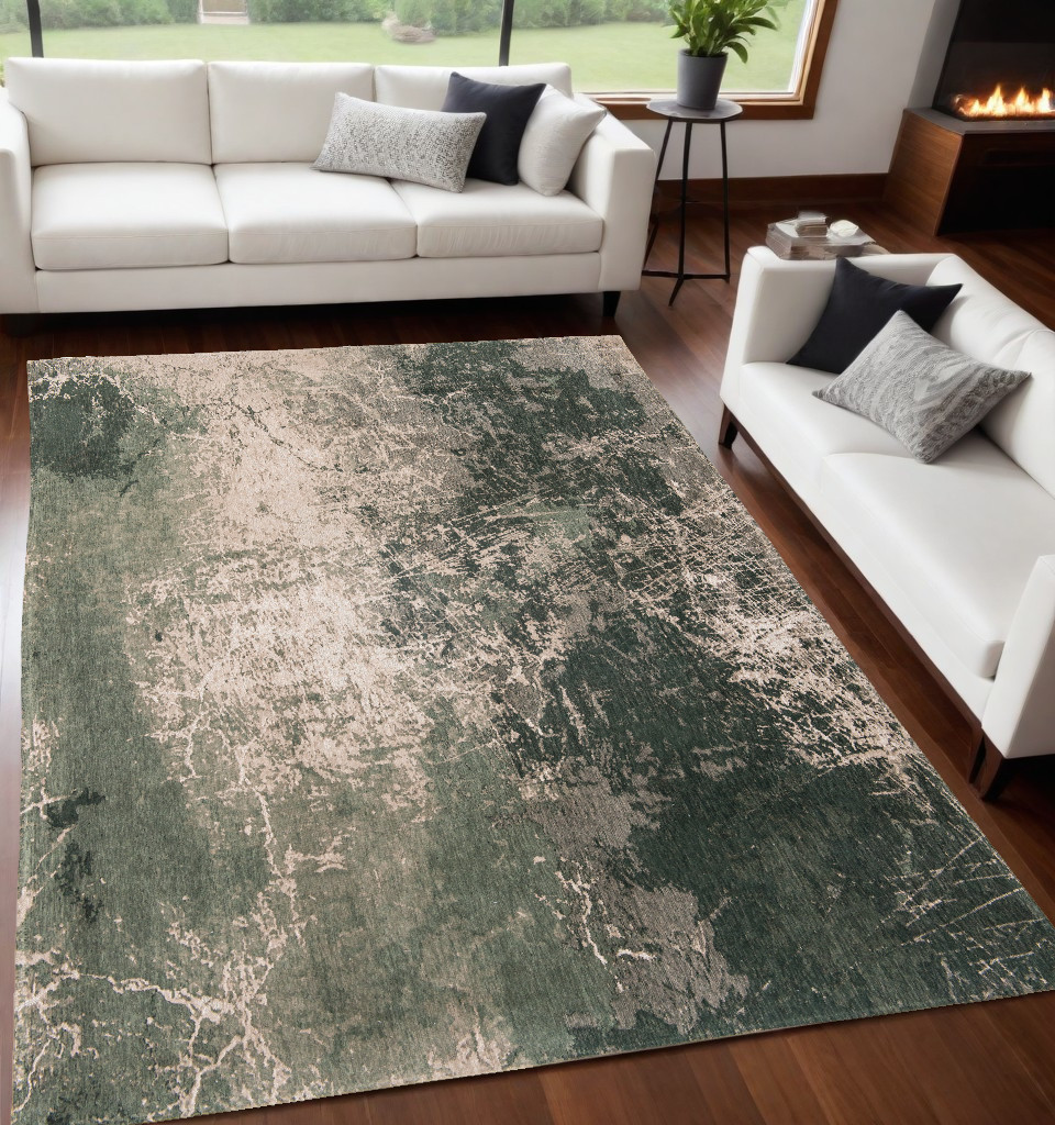 548515 5 x 7 ft. Beige & Green Abstract Non Skid Rectangle Machine Woven Area Rug