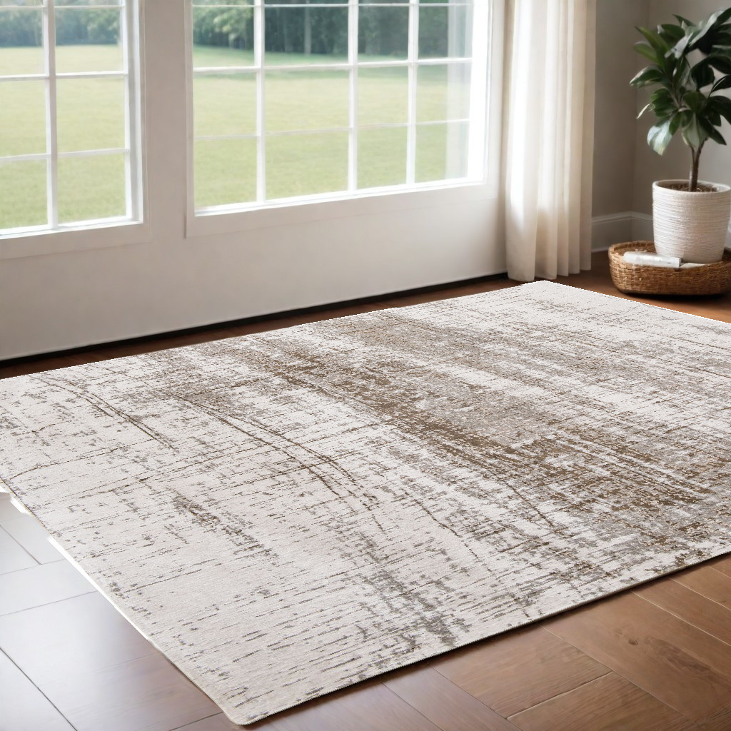 548522 3 x 5 ft. Abstract Non Skid Rectangle Area Rug, Gray & Beige