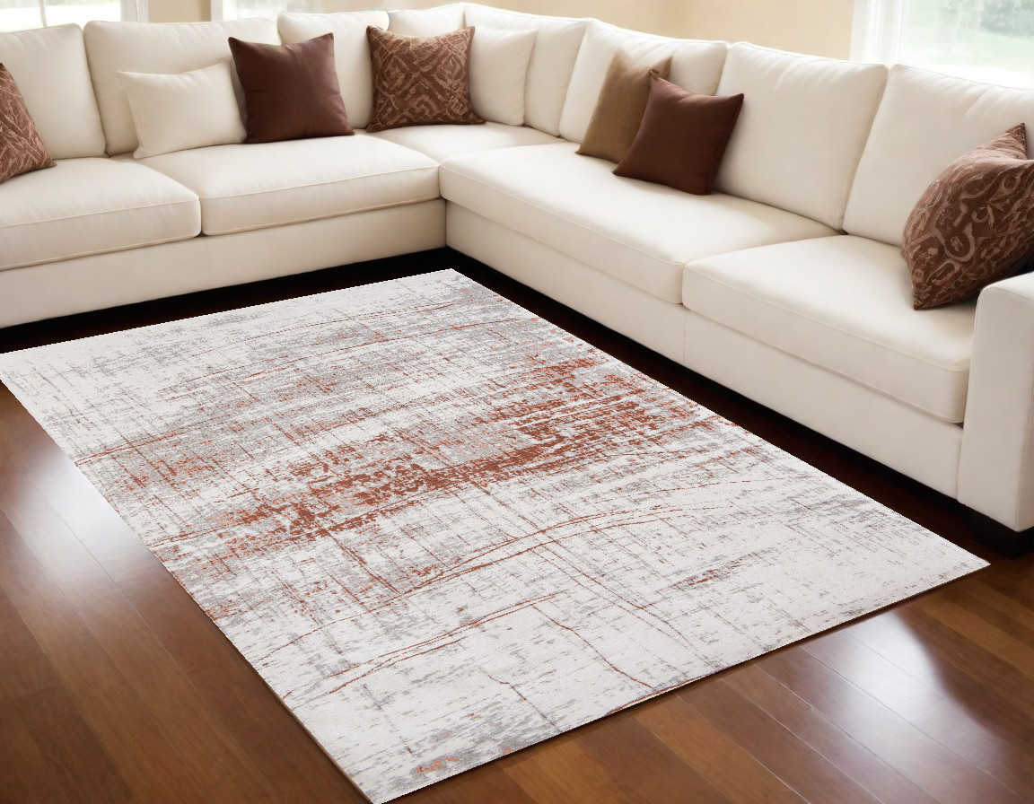 548573 5 x 7 ft. Gray & Yellow Abstract Non Skid Rectangle Machine Woven Area Rug