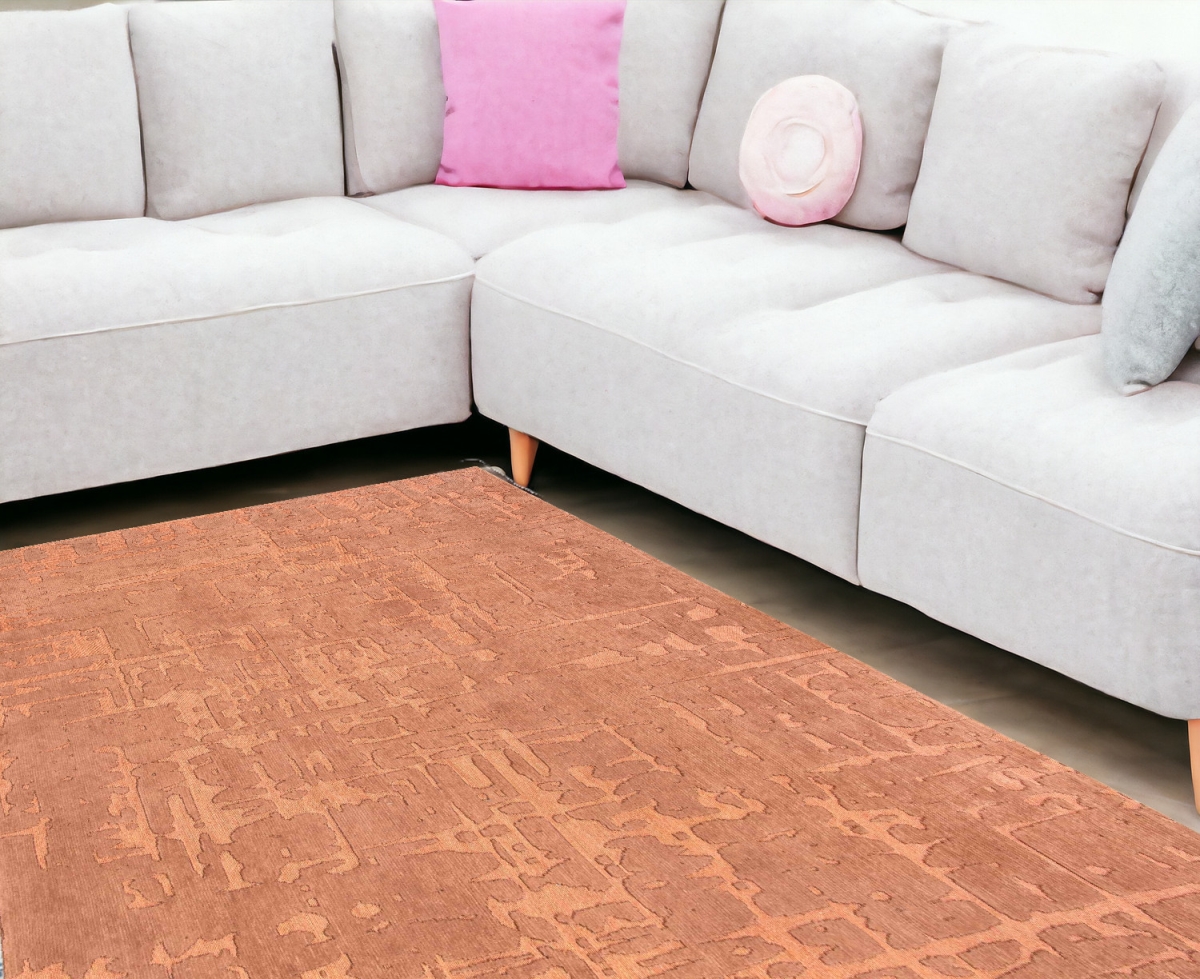 548677 8 x 11 ft. Orange Abstract Non Skid Rectangle Machine Woven Area Rug