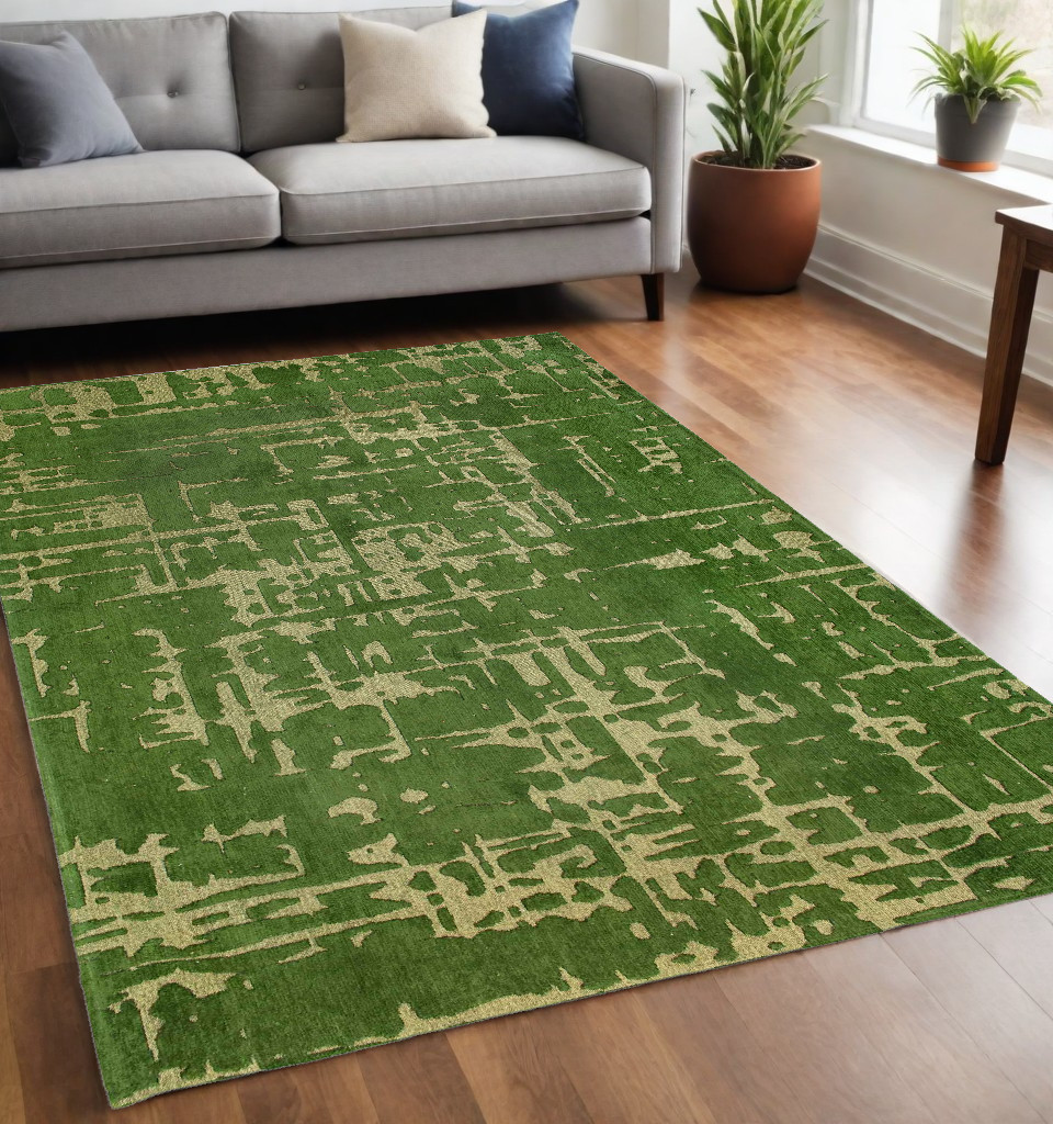 548698 5 x 7 ft. Green Abstract Non Skid Rectangle Machine Woven Area Rug