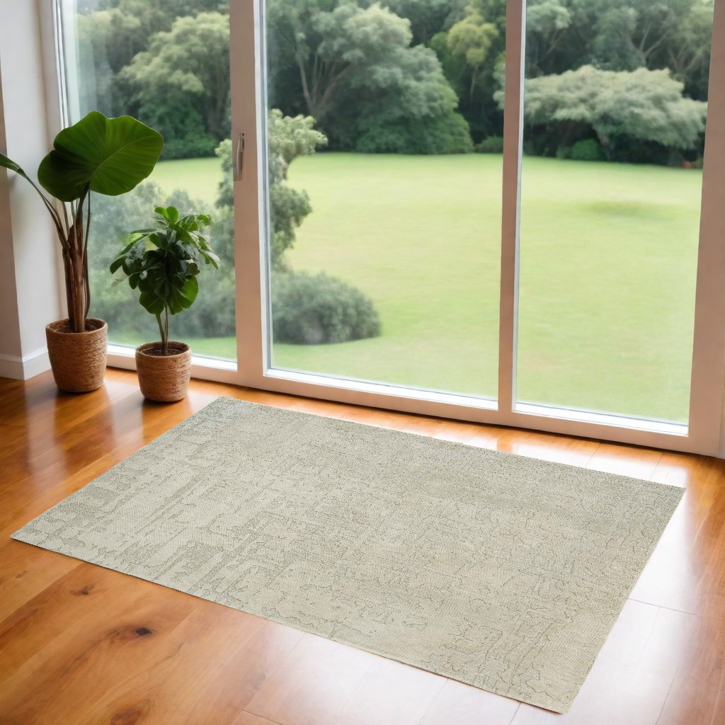 548657 3 x 5 ft. Gray & Beige Abstract Non Skid Rectangle Machine Woven Area Rug