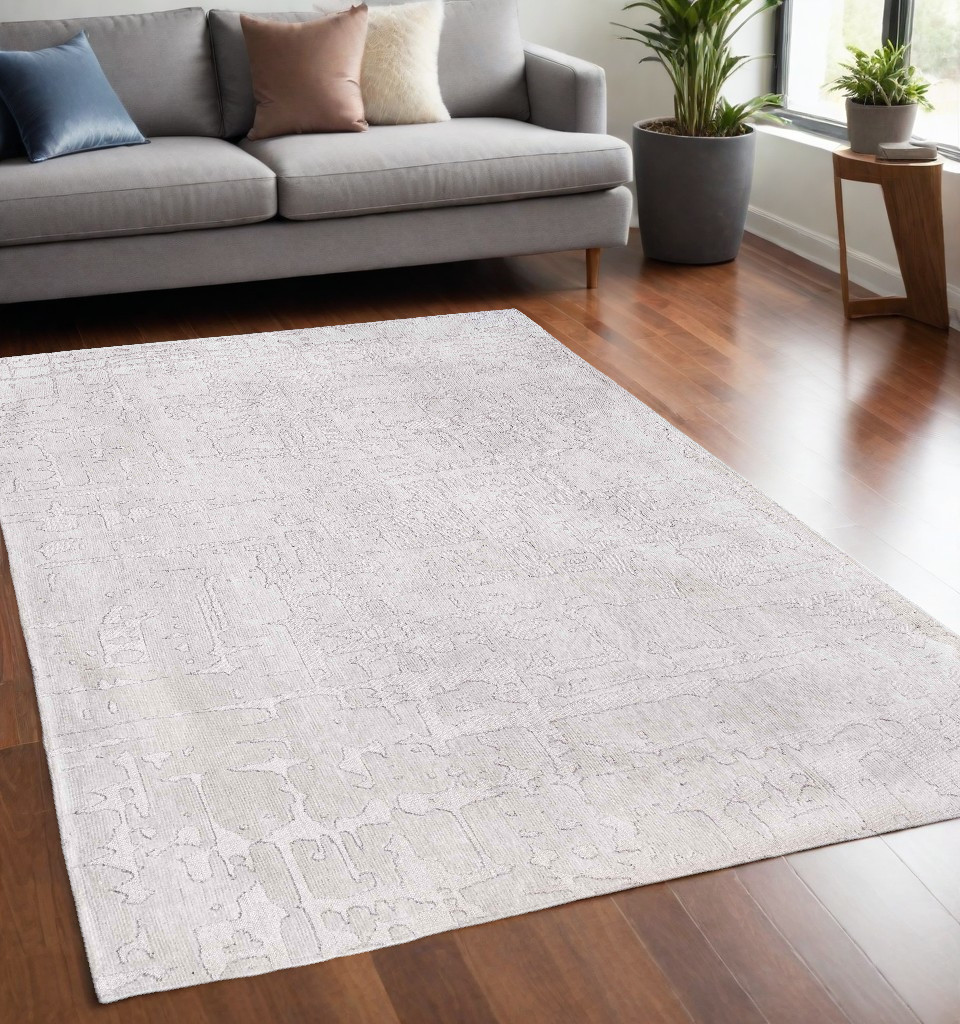 548666 5 x 7 ft. White Abstract Non Skid Rectangle Machine Woven Area Rug