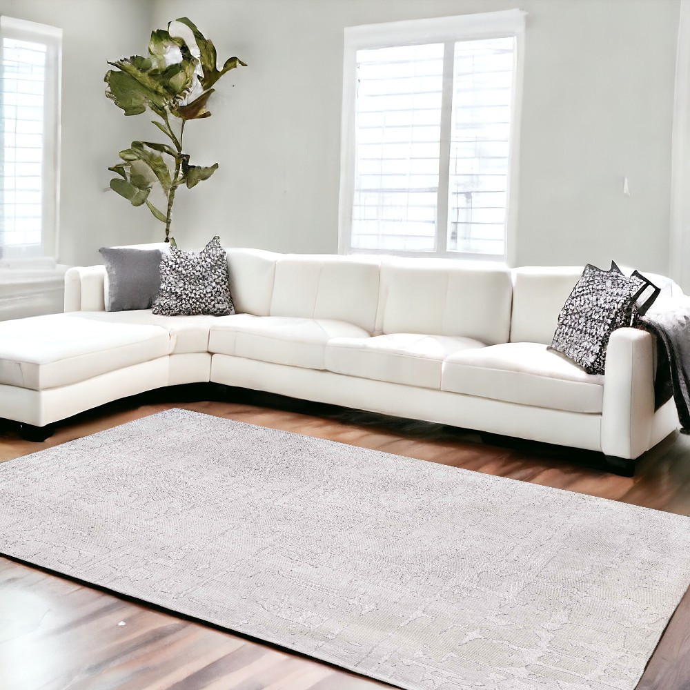 548670 9 x 13 ft. White Abstract Non Skid Rectangle Machine Woven Area Rug