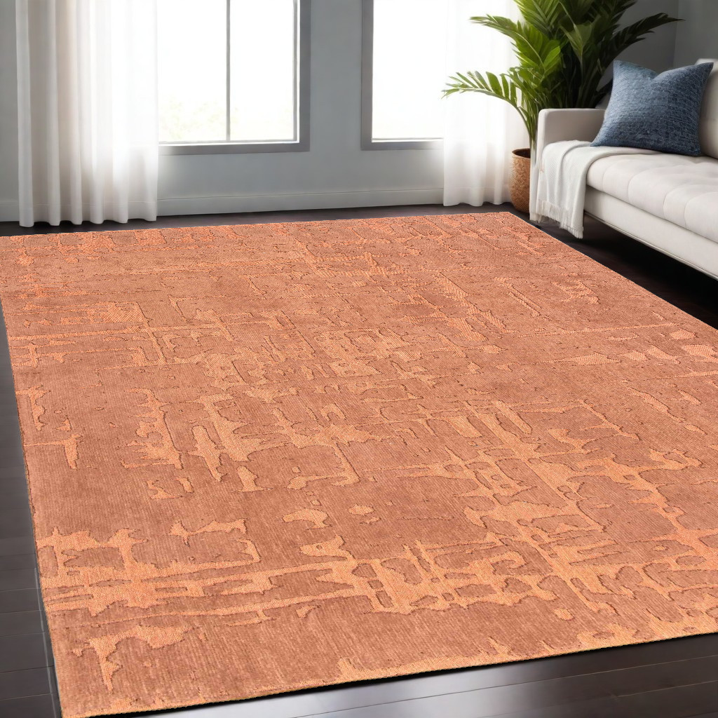 548674 5 x 7 ft. Orange Abstract Non Skid Rectangle Machine Woven Area Rug