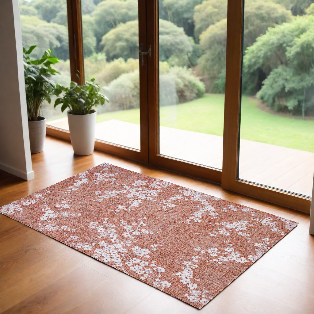 548773 3 x 5 ft. Red & White Oriental Non Skid Rectangle Machine Woven Area Rug