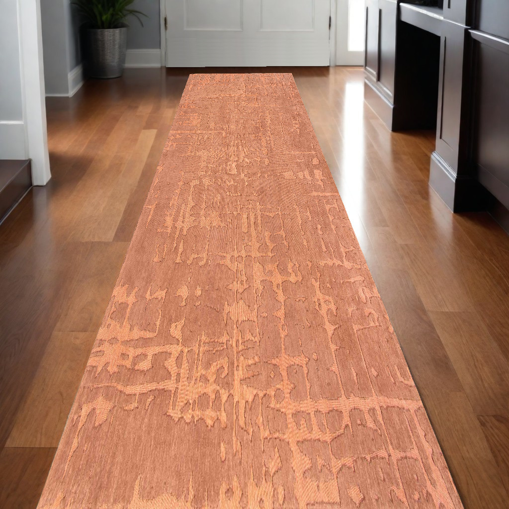 551693 10 ft. Orange Abstract Non Skid Rectangle Machine Woven Area Rug