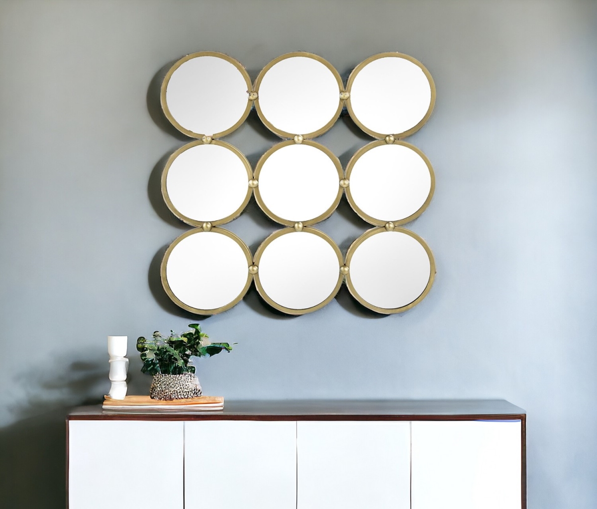 485106 27 in. Gold Square Iron Framed Accent Mirror
