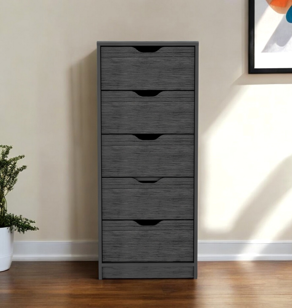 546382 18 in. Gray Five Drawer Standard Chest