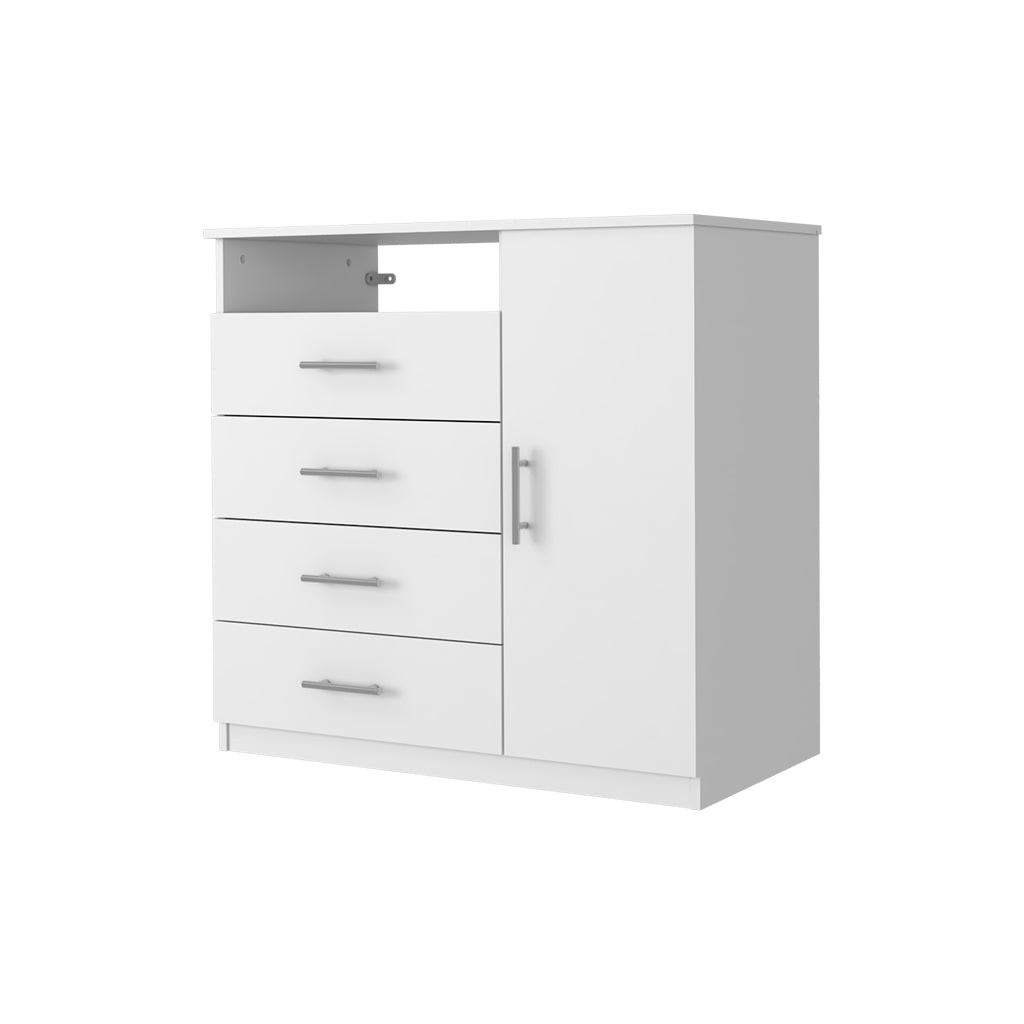 534945 36 in. White Four Drawer Combo Dresser