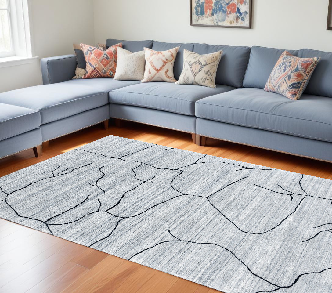 554693 8 x 10 ft. Gray & Black Abstract Hand Loomed Rectangle Area Rug