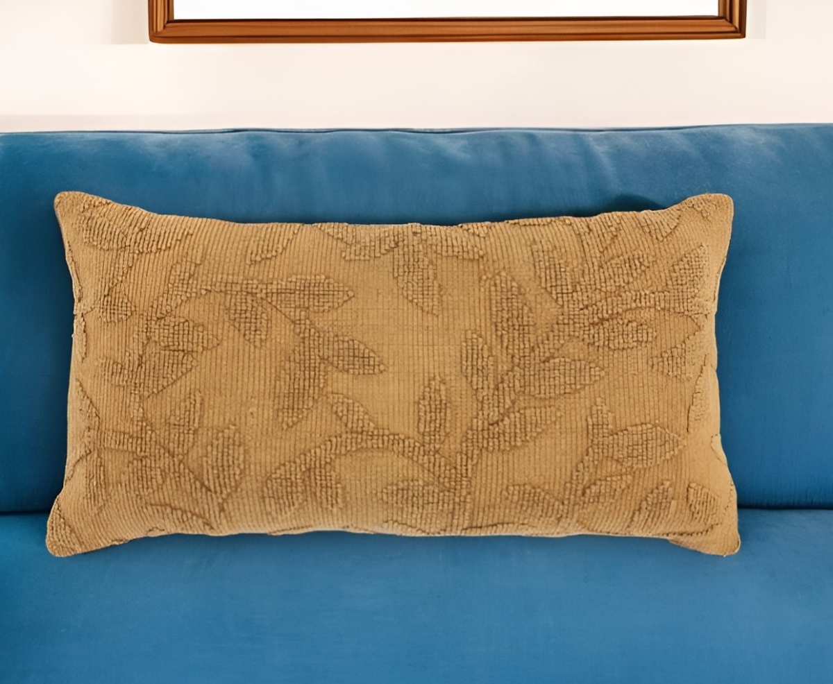 518689 14 x 26 in. Pumpkin Botanical Cotton Throw Pillow with Texture