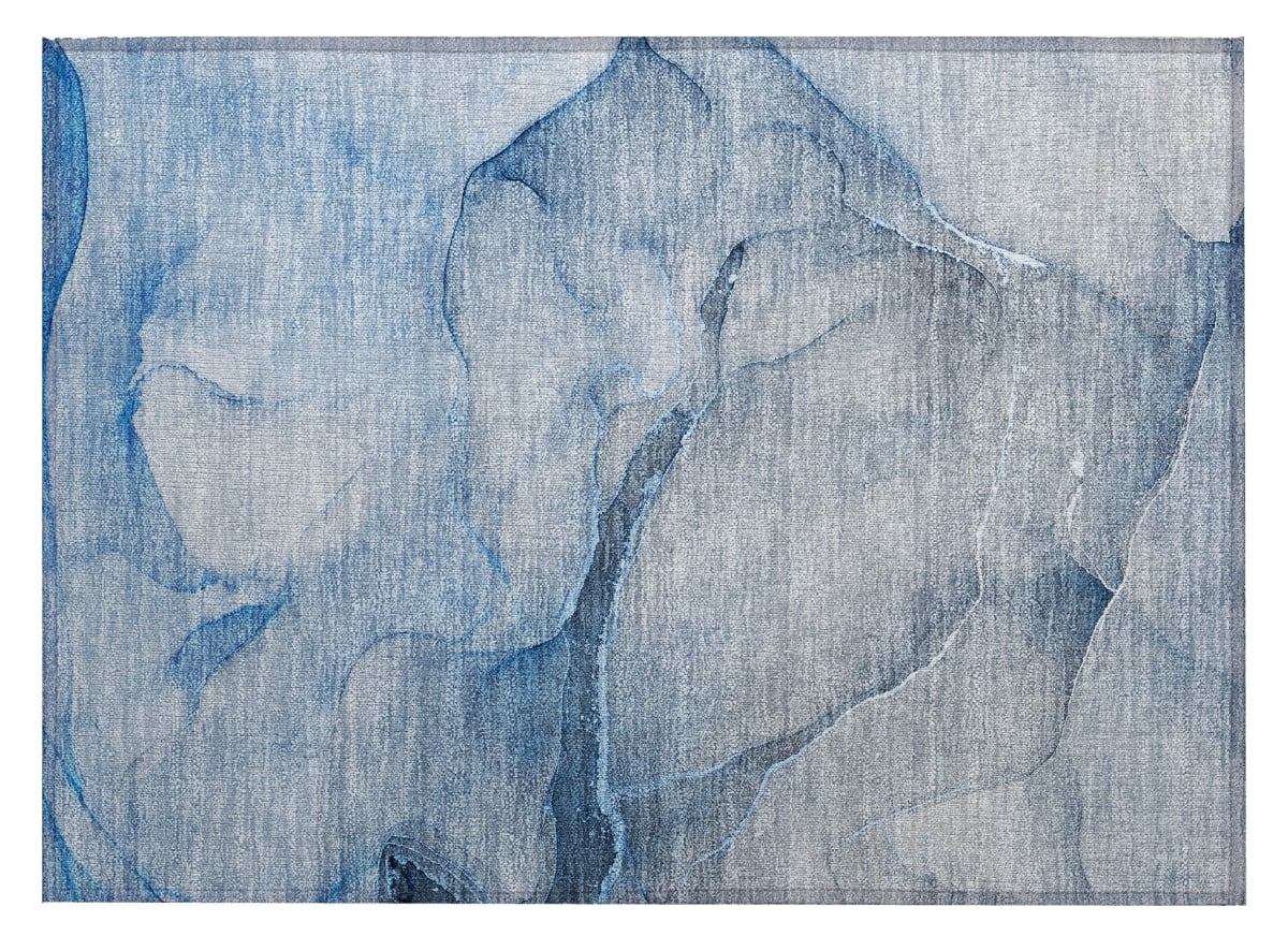 Blue Abstract Washable Non-Skid Area Rug - 2 x 3 ft - Stain Resistant