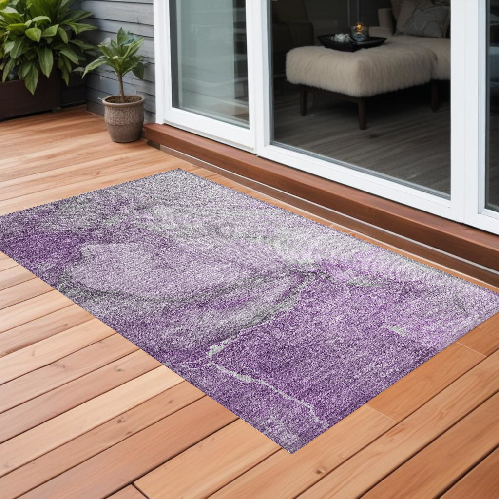 Lilac Abstract Washable Area Rug - 3 x 5 ft - Non-Skid - Stain Resistant