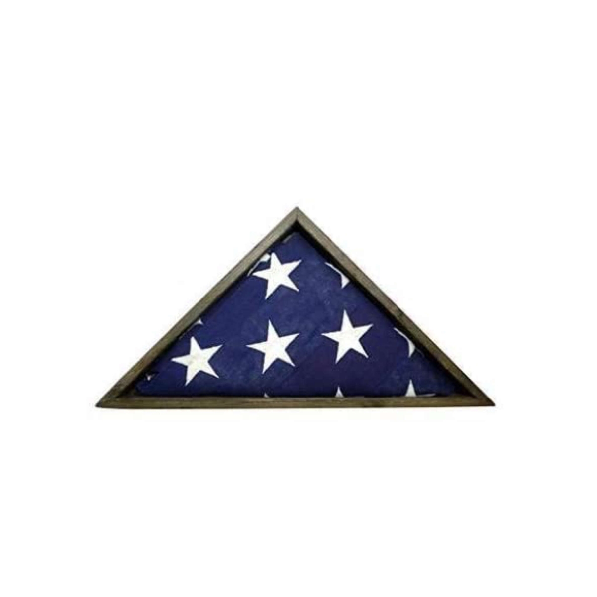 380344 Rustic Weathered Grey Reclaimed Wood Triangle Wooden Display Flag Case