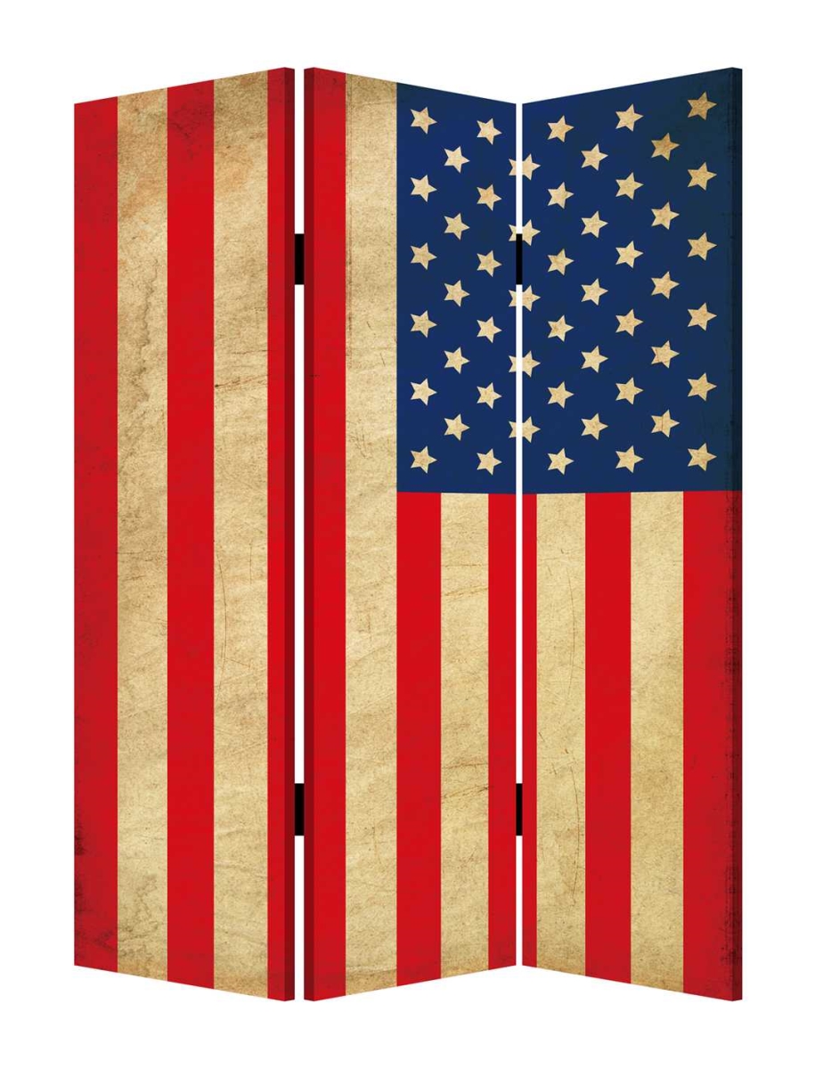 277085 48 x 72 in. Multi Color Wood Canvas American Flag Screen