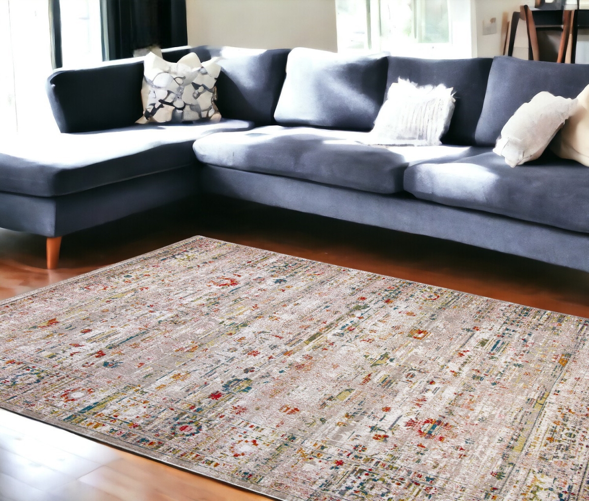 548536 6 x 8 ft. White Oriental Non Skid Rectangle Machine Woven Area Rug