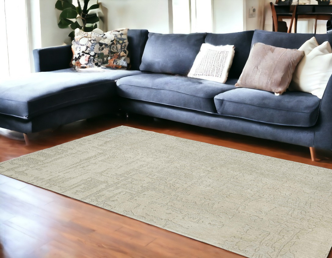 548661 8 x 11 ft. Gray & Beige Abstract Non Skid Rectangle Machine Woven Area Rug