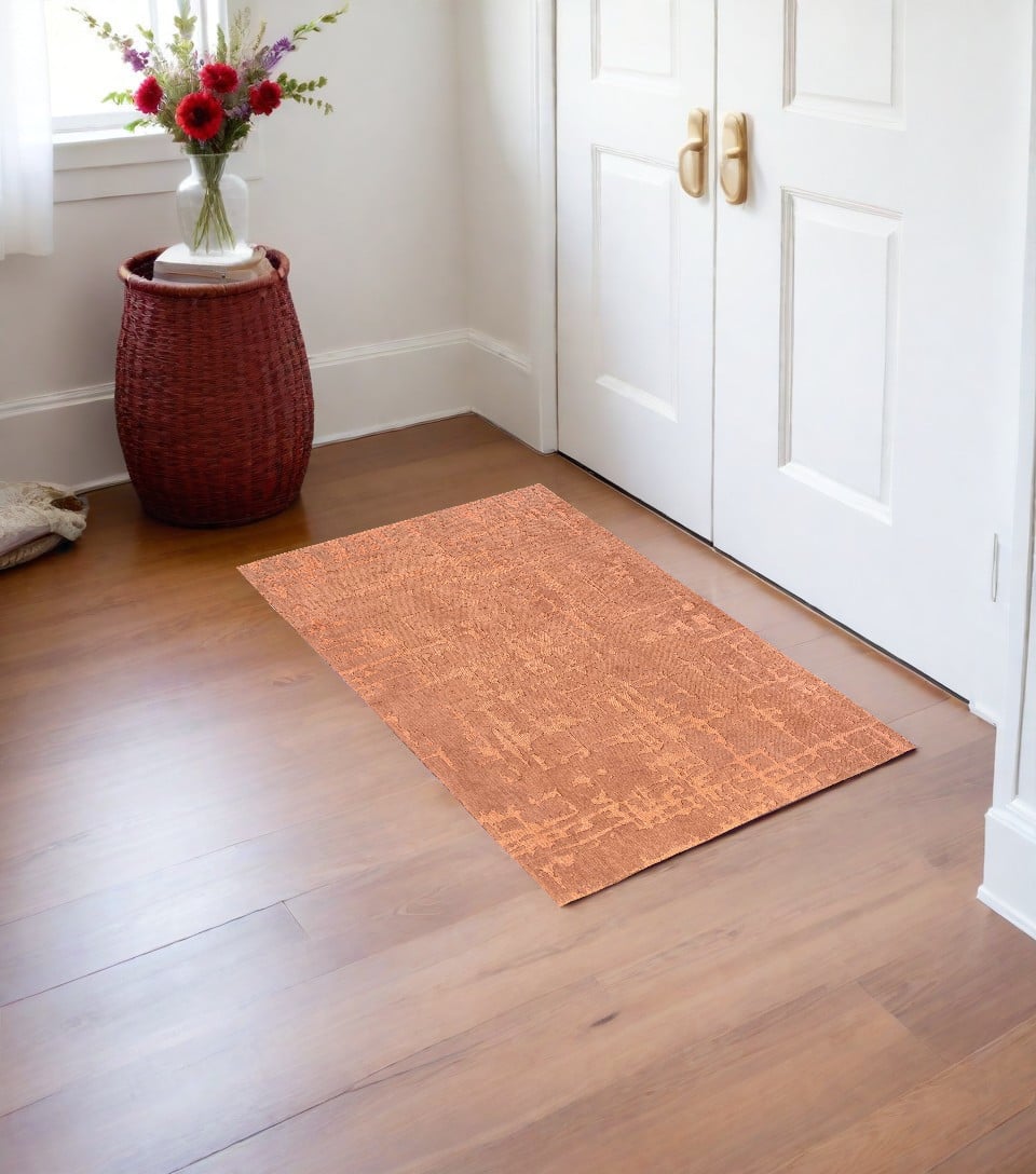 548673 3 x 5 ft. Orange Abstract Non Skid Rectangle Machine Woven Area Rug