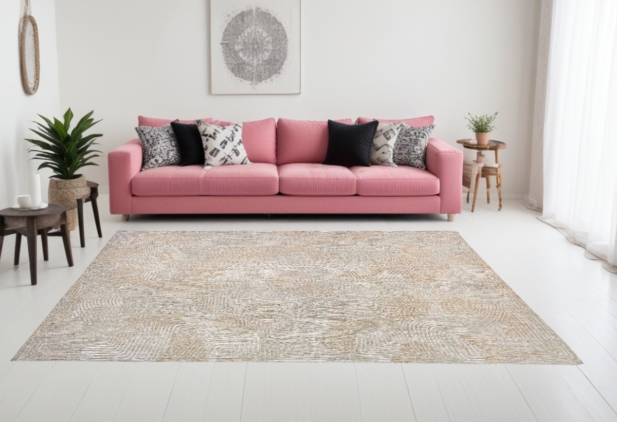 548763 8 x 11 ft. Beige & White Abstract Non Skid Rectangle Machine Woven Area Rug